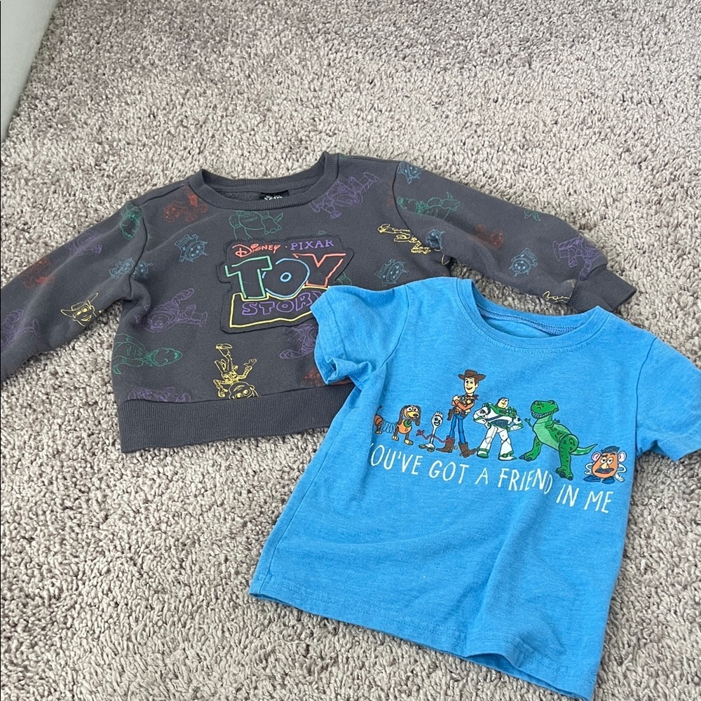Disney Pixar Toy Story Toddler Unisex Shirt and Sweatshirt Bundle
